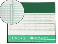 Manifold comptable exacompta piqué tête paresseuse 270x320mm horizontal 28 lignes 80 pages 11 colonnes/page