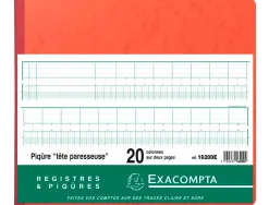 Manifold comptable exacompta piqué tête paresseuse 270x320mm horizontal 28 lignes 80 pages 20 colonnes/2 pages