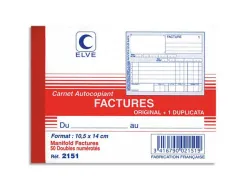 Manifold elve autocopiant 105x140mm foliotage 50 duplis factures