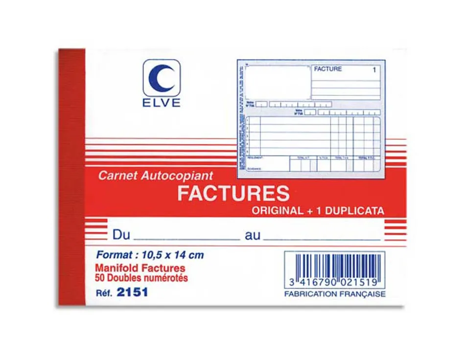Manifold elve autocopiant 105x140mm foliotage 50 duplis factures