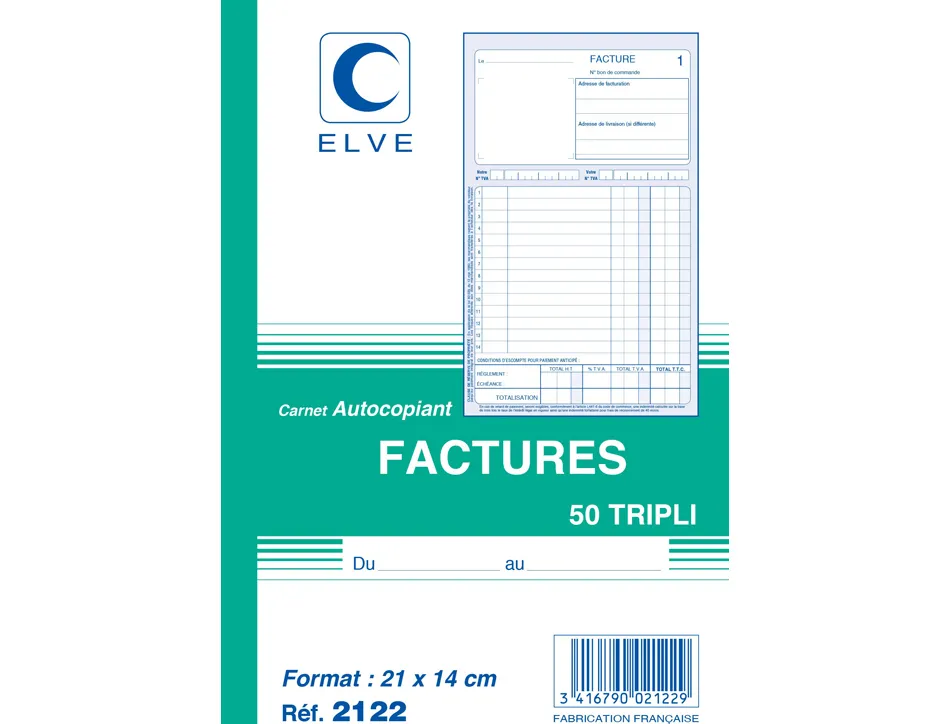 Manifold elve autocopiant 140x210mm foliotage 50 triplis factures