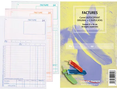 Manifold rouge papier 140x210mm 50 triplis factures