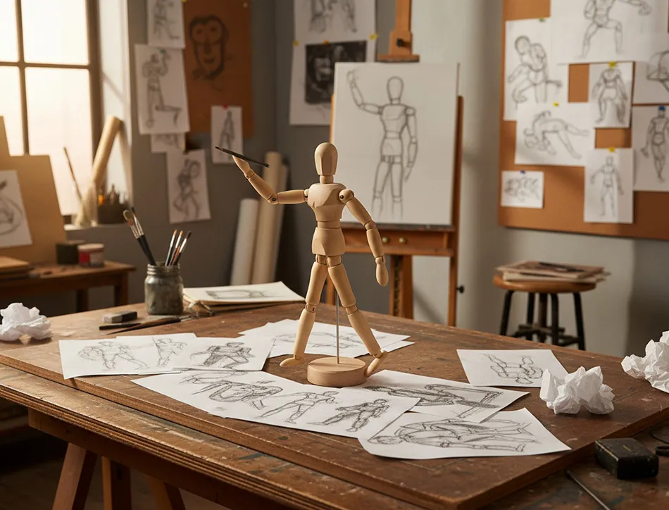 Mannequin liderpapel pour peinture et dessin articule et flexible en bois de pin 20 cm certifie fsc