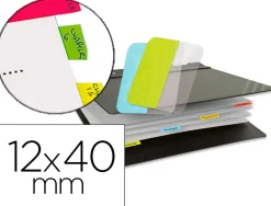 Marque-pages 3l index repositionnable semi-rigide 12x40mm 48f coloris assortis rouge jaune bleu vert