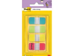 Marque-pages post-it index rigide 15.8x38.1mm coloris vifs bleu vert jaune rouge lot 4x10 unités