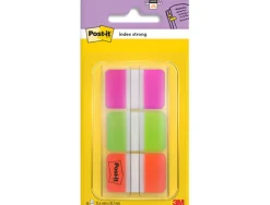 Marque-pages post-it index rigide 25x44mm 22f 3 coloris rose vert orange set 22 index/couleur