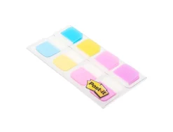 Marque-pages post-it index rigide 15.8x38.1mm coloris standards bleu jaune rose violet lot 4x10 unités