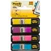 Marque-pages post-it mini index étroit 12x44mm 35f coloris vifs jaune violet rose bleu lot 4 unités