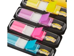 Marque-pages post-it mini index étroit 12x44mm 35f coloris vifs jaune violet rose bleu lot 4 unités