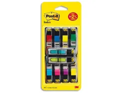 Marque-pages post-it mini index étroit 12x44mm lot 8x35f + 2 distributeurs 24 marque-pages étroits flèche offerts