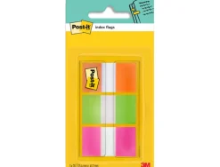 Marque-pages post-it standard index 25x44mm 60f 3 coloris rouge orange vert