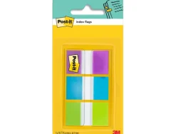 Marque-pages post-it standard index 25x44mm 60f 3 coloris bleu violet vert