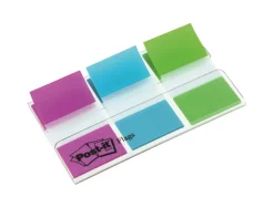 Marque-pages post-it standard index 25x44mm 60f 3 coloris bleu violet vert