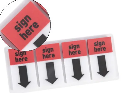 Marque-pages q-connect index sign here 25.4x43.2mm 50 languettes plastique pack 4 unités