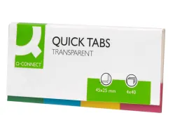 Marque-pages q-connect 25x45mm 160f repositionnable 4 coloris transparents pack 4x40