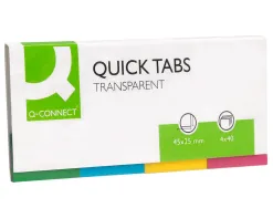 Marque-pages q-connect 25x45mm 160f repositionnable 4 coloris transparents pack 4x40