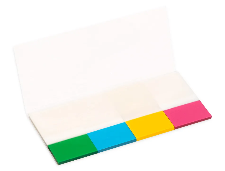 Marque-pages q-connect 25x45mm 160f repositionnable 4 coloris transparents pack 4x40