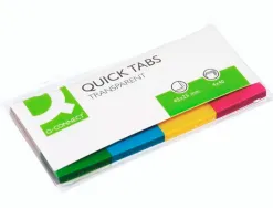 Marque-pages q-connect 25x45mm 160f repositionnable 4 coloris transparents pack 4x40