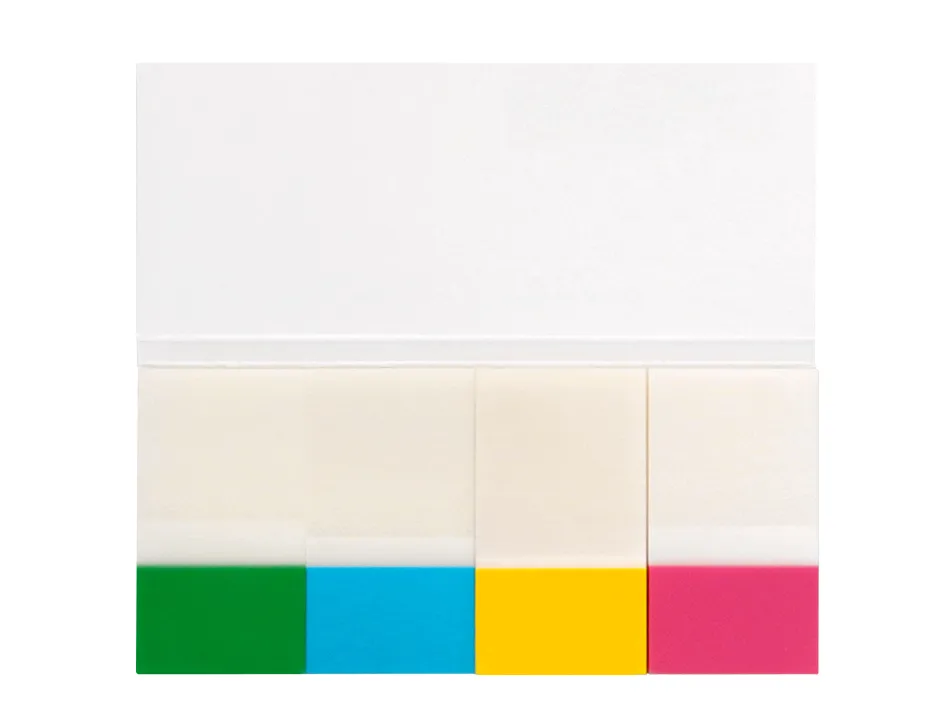 Marque-pages q-connect 25x45mm 160f repositionnable 4 coloris transparents pack 4x40