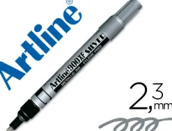 Marqueur artline permanent pointe moyenne conique 2.3mm tous supports corps métal encre pigmentée résiste eau argent