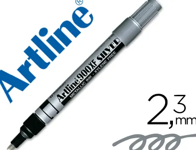 Marqueur artline permanent pointe moyenne conique 2.3mm tous supports corps métal encre pigmentée résiste eau argent