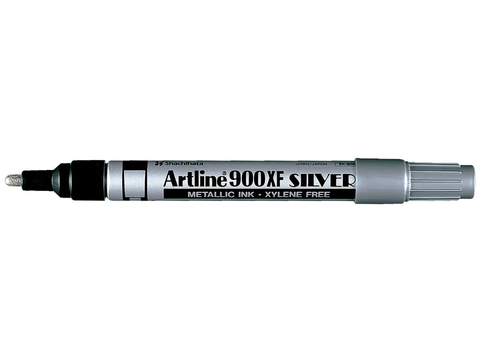 Marqueur artline permanent pointe moyenne conique 2.3mm tous supports corps métal encre pigmentée résiste eau argent