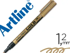 Marqueur artline permanent pointe fine conique 1.2mm tous supports corps métal encre pigmentée résiste eau or