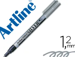 Marqueur artline permanent pointe fine conique 1.2mm tous supports corps métal encre pigmentée résiste eau argent