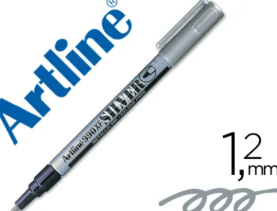 Marqueur artline permanent pointe fine conique 1.2mm tous supports corps métal encre pigmentée résiste eau argent