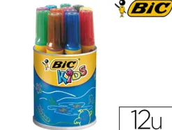 Marqueur bic kids décoralo inodore inséchable air pointe ogive indéformable bloquée couleurs très vives pot 12 unités