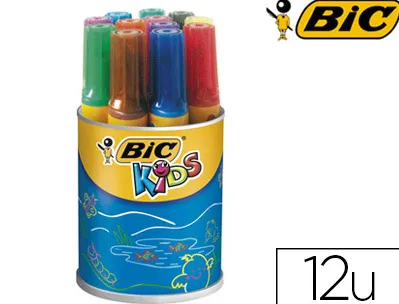 Marqueur bic kids décoralo inodore inséchable air pointe ogive indéformable bloquée couleurs très vives pot 12 unités
