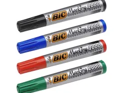 Marqueur bic permanent marking 2000 pointe ogive tracé 2.5mm corps plastique encre base alcool boîte 4 unités