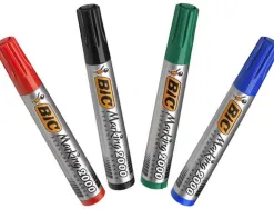 Marqueur bic permanent marking 2000 pointe ogive tracé 2.5mm corps plastique encre base alcool boîte 4 unités