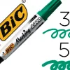 Marqueur bic permanent marking 2000 pointe moyenne biseautée tracé 3/5mm corps plastique encre base alcool coloris vert