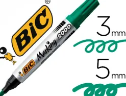 Marqueur bic permanent marking 2000 pointe moyenne biseautée tracé 3/5mm corps plastique encre base alcool coloris vert