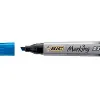Marqueur bic permanent marking 2300 pointe biseautée tracé 3/5mm corps plastique encre base alcool coloris bleu