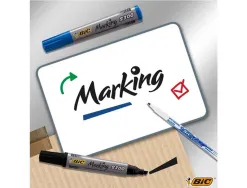 Marqueur bic permanent marking 2300 pointe biseautée tracé 3/5mm corps plastique encre base alcool boîte 4 unités