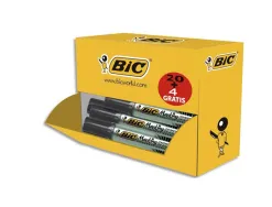 Marqueur bic permanent onyx marker 1481 pointe biseautée 4/7mm tous supports noir pack 20 unités + 4 gratuits
