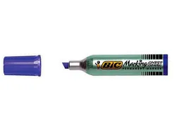 Marqueur bic permanent onyx marker 1481 pointe biseautée tracé 4/7mm tous supports corps métal bleu