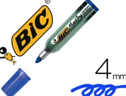 Marqueur bic permanent onyx marker 1482 pointe ogive tracé 4mm tous supports corps métal bleu