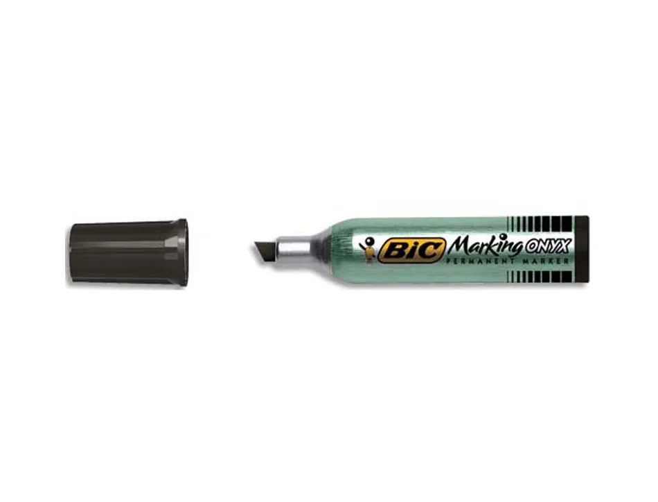 Marqueur bic permanent onyx marker 1481 pointe biseautée tracé 4/7mm tous supports corps métal noir