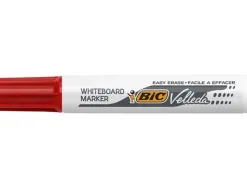 Marqueur bic velleda 1791 effaçable pointe biseautée tracé 2/5mm corps plastique encre cétone rouge