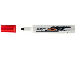 Marqueur bic velleda 1791 effaçable pointe biseautée tracé 2/5mm corps plastique encre cétone rouge
