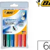Marqueur bic velleda 1741 effaçable pointe ogive tracé 2mm encre cétone format stylo grande longévité pochette 6 unités