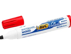 Marqueur bic velleda 1701 effaçable pointe ogive tracé 1.5mm encre base alcool inodore corps plastique rouge