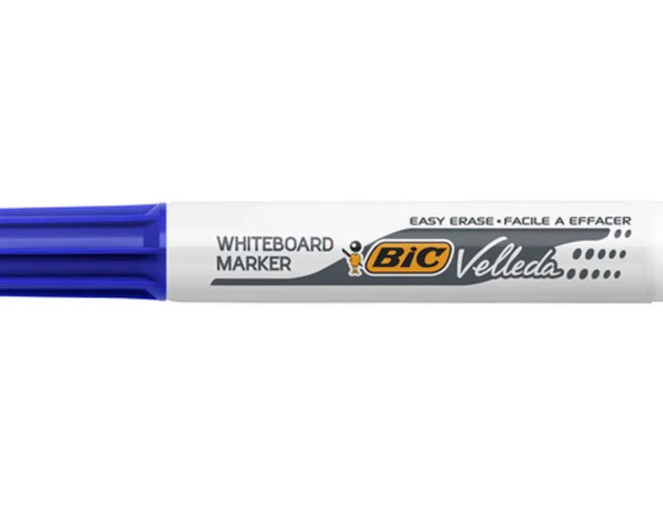 Marqueur bic velleda 1711 effaçable pointe ogive tracé 2mm corps plastique encre cétone bleu