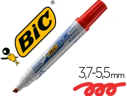 Marqueur bic velleda 1751 effaçable pointe biseautée tracé 2/5mm encre base alcool inodore corps plastique rouge