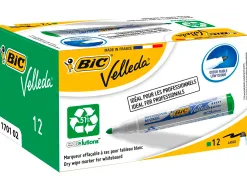 Marqueur bic velleda 1701 effaçable pointe ogive tracé 1.5mm encre base alcool inodore corps plastique vert