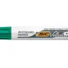 Marqueur bic velleda 1781 effaçable pointe biseautée 2mm écriture 3/5mm encre cétone corps métal capuchon ventilé vert