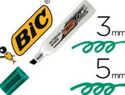 Marqueur bic velleda 1781 effaçable pointe biseautée 2mm écriture 3/5mm encre cétone corps métal capuchon ventilé vert